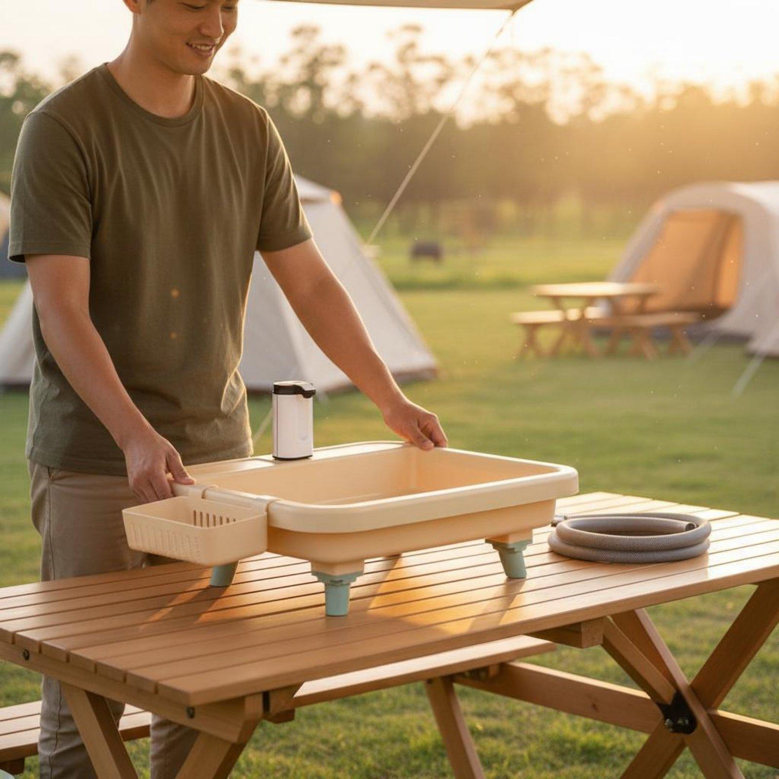 Outdoor Camp - ポータブルキャンプシンク（内蔵蛇口とタイマー機能付き） - アウトドアアドベンチャー用手洗いステーション