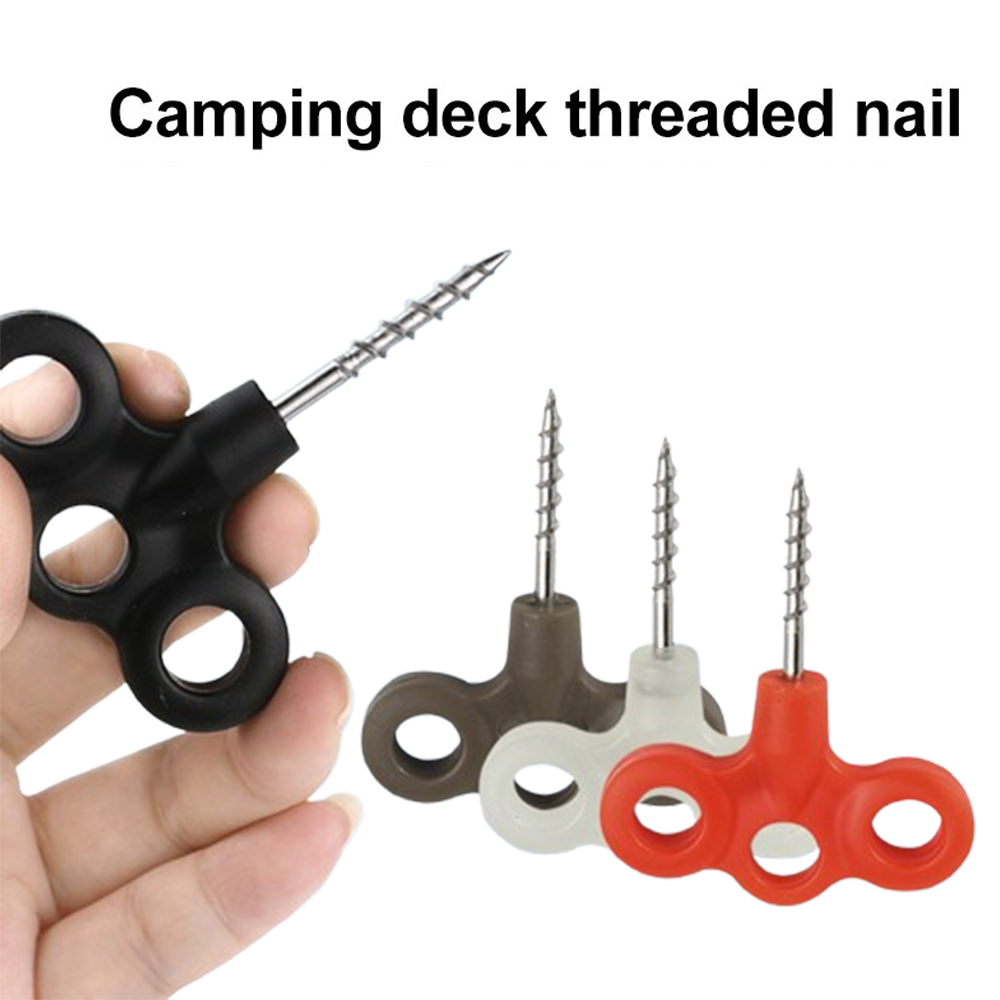 Outdoor Camping Decke - 2 ピースキャンプデッキネジ釘 3 穴屋外キャンプテント防風ロープ固定釘