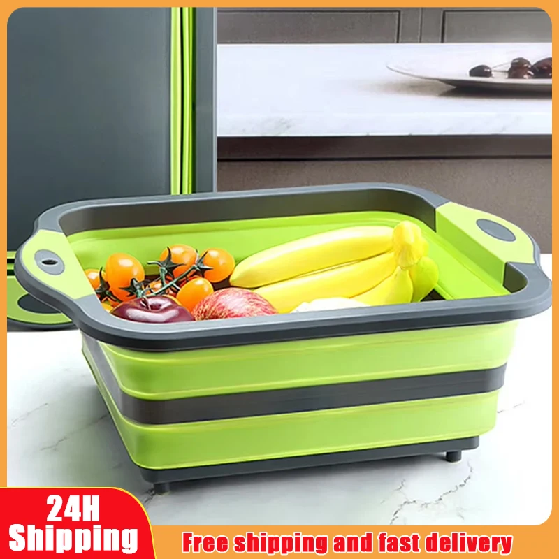 Outdoor Camping Kitchen With Sink - 家庭用キッチン折りたたみ式洗浄ポータブルシンクフットバケットまな板プラスチック折りたたみ式洗面器旅行アウトドアキャンプツール