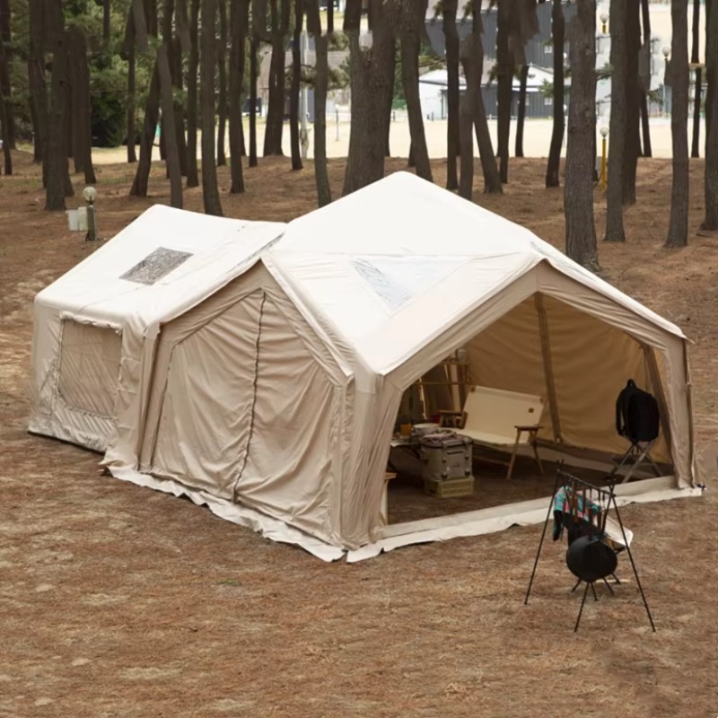 Outdoor Camping Inflatable Tent - 2025年大型高級5～7人用防水耐久性ワンルームワンホール屋外厚手キャンプ用エア注入式テント