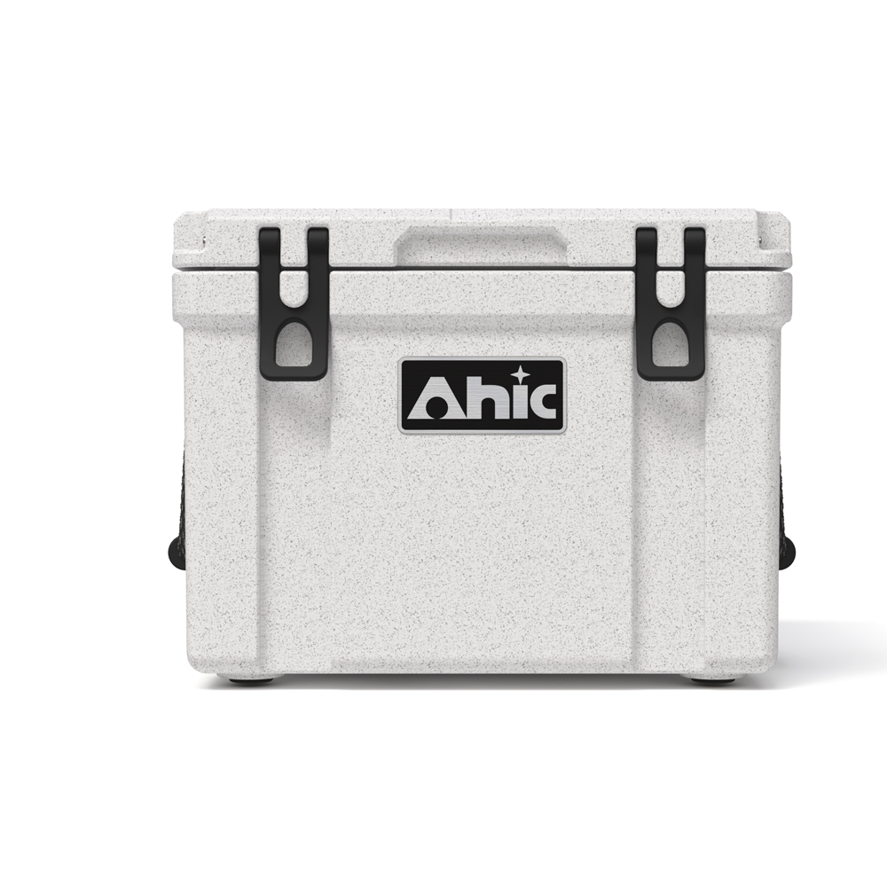 Outdoor Camp - 25L釣り用クーラーボックス マーブルホワイトカラー アイスボックス 簡易設置機能付き ロトモールディング製ハードクーラー アウトドア