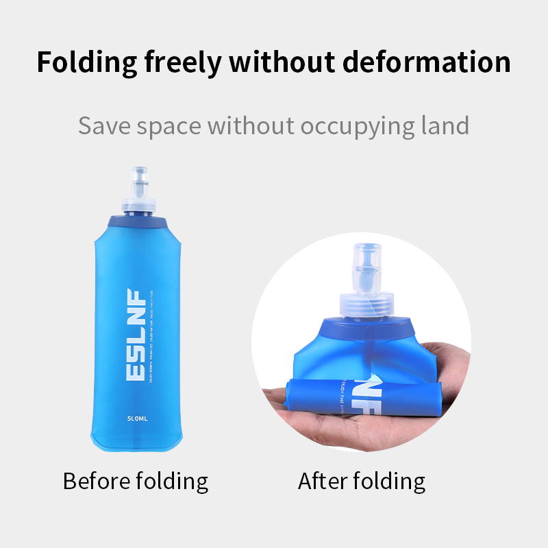 Collapsible Water Bottle - 500ml折りたたみ式ウォーターボトル ソフトフラスク BPAフリー 折りたたみ式TPU アウトドアスポーツ ポータブルウォーターバッグ