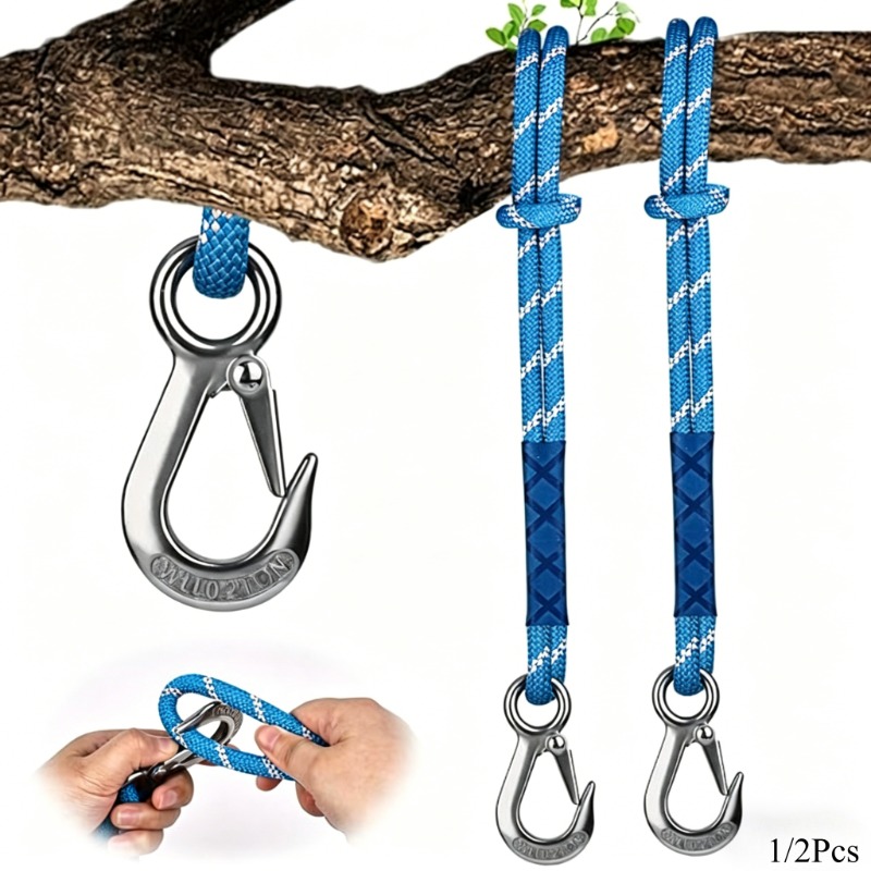 Outdoor Camping Decke - 1/2個入り耐摩耗性メタルフックナイロンロープ - 59.06インチ、遊園地のブランコ、ハンモック、ガーデンチェア用耐摩耗性吊り下げロープ - 庭、キャンプ用屋外ロープ -