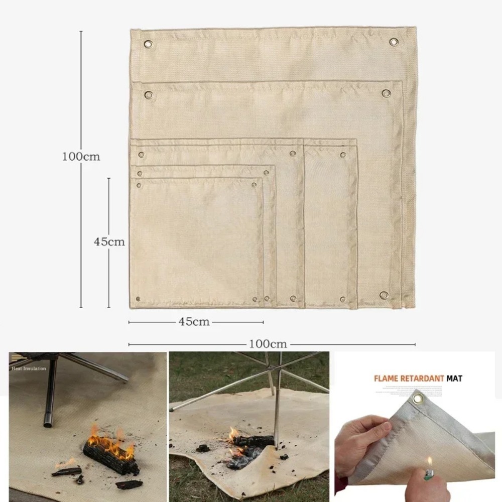 Outdoor Camping Rugs - 高温耐火ブランケットグラスファイバーマット、屋外キャンプ、ピクニック、バーベキュー用、難燃性断熱防火布