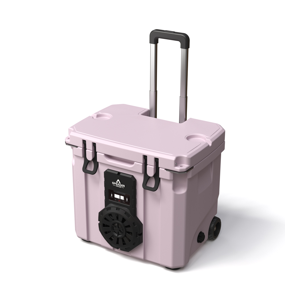 Outdoor Camp - 35L屋外用断熱防水PE PUホイール付きクーラーボックス、スピーカー搭載、5日間のワインや食品の保管に最適、キャンプ用