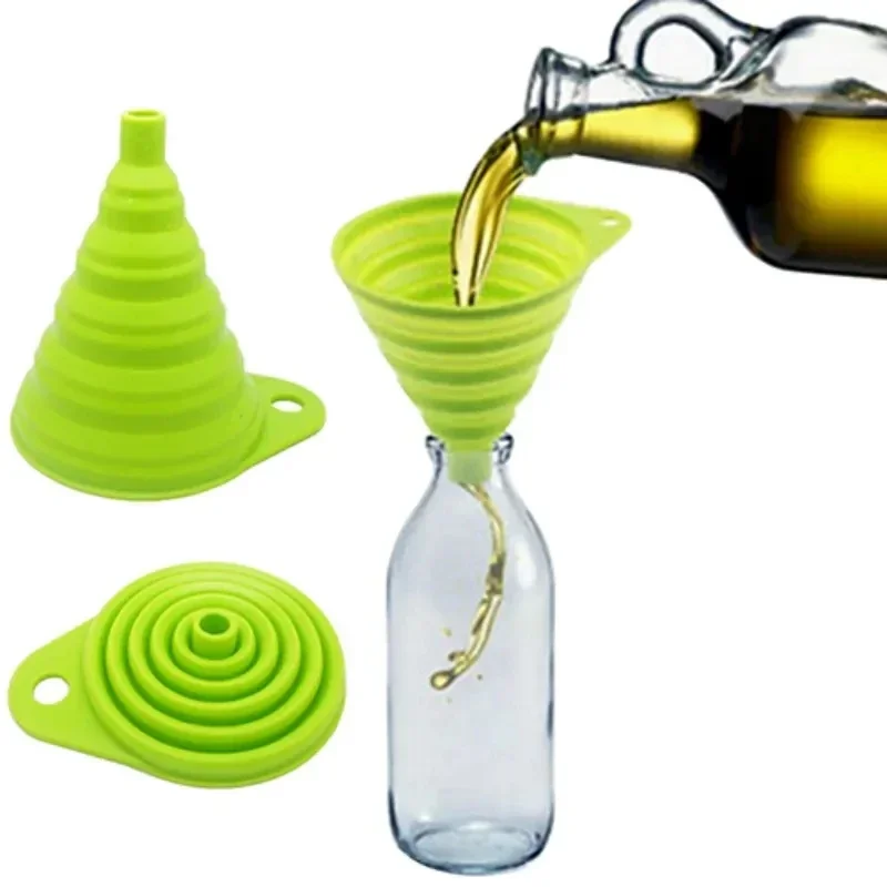 Collapsible Water Bottle - 1/4 個シリコン折りたたみ式漏斗折りたたみ式キッチンロングネックディスペンサーガジェットツールフィルターソーター小型水筒液体オイル