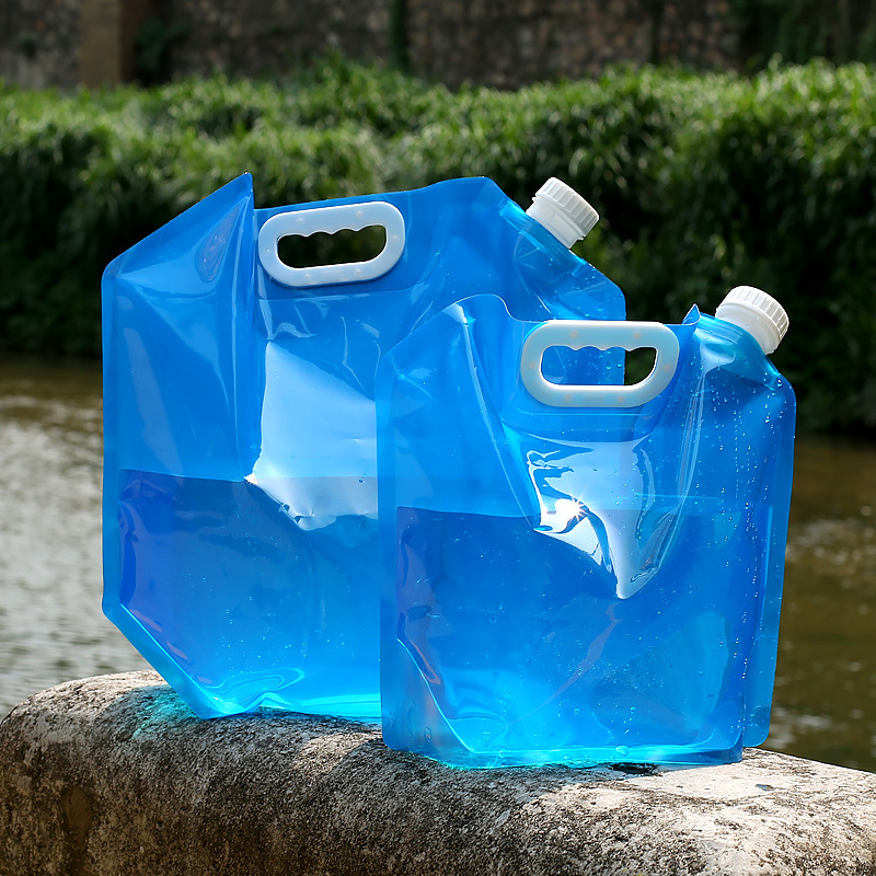 Collapsible Water Bottle - 折りたたみ式ウォーターコンテナバッグ、キャンプ用スピゴット付きプラスチック収納水差し緊急用、漏れのない折りたたみ式ウォーターボトル5l10l