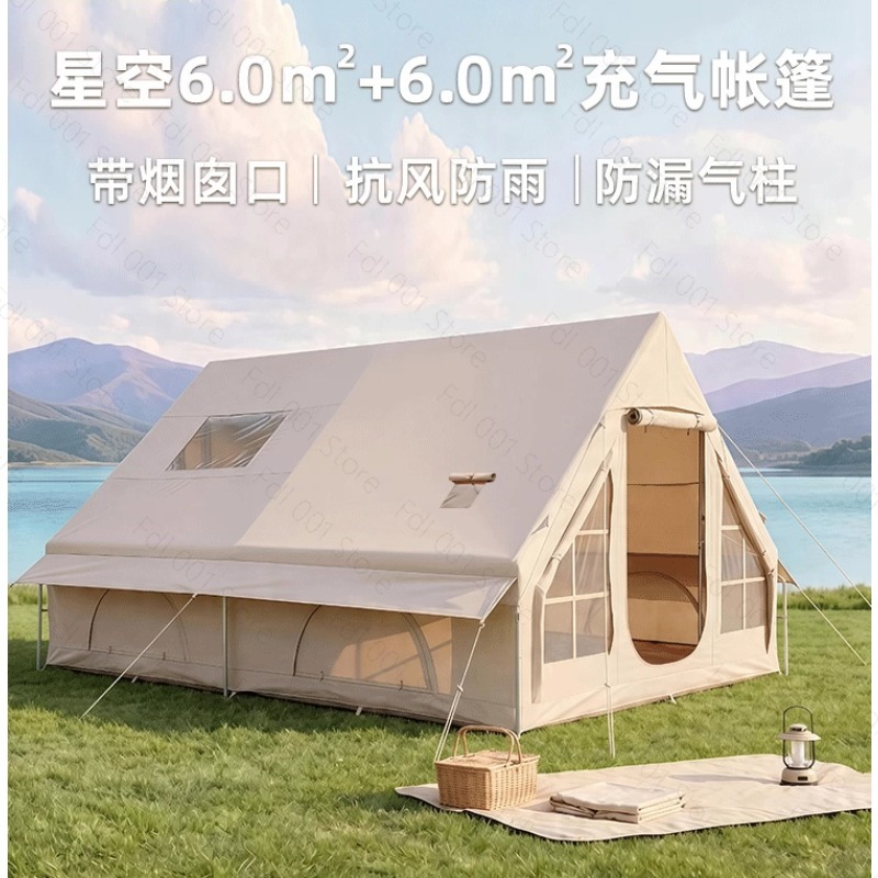 Outdoor Camping Inflatable Tent - 12平方メートルのインフレータブルテント、軽量高級屋外防水ファミリーテント、キャンプ用、週末キャンプ用、多人数用テント