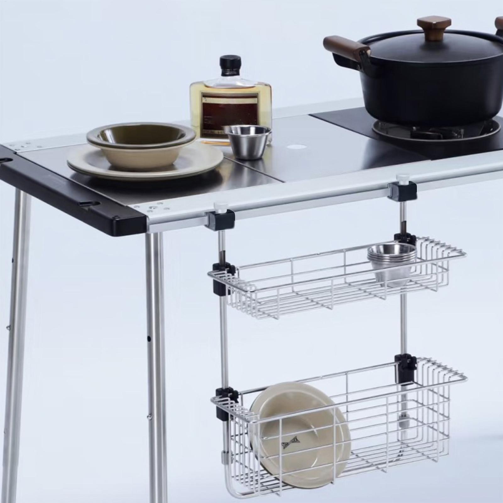 Outdoor Camping Kitchen Setup - スライドバックルキャンプテーブル屋外キッチンセットアップアクセサリーアルミ合金ハードウェア家具拡張ギア調理器用