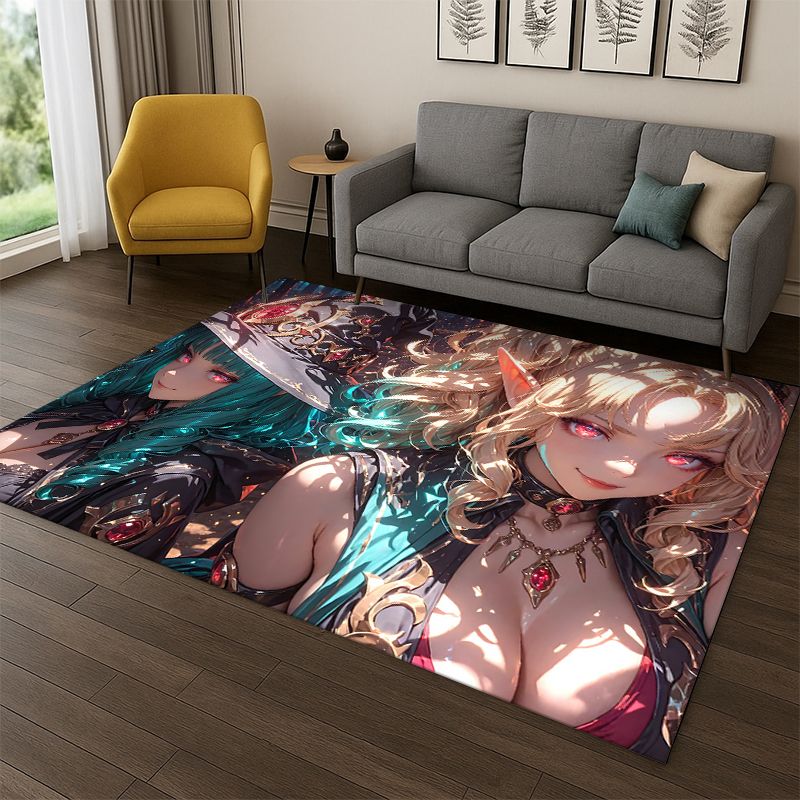漫画かわいいレースガールアニメキャラクターカーペットラグ寝室 - Outdoor Camping Anime のレビューと価格
