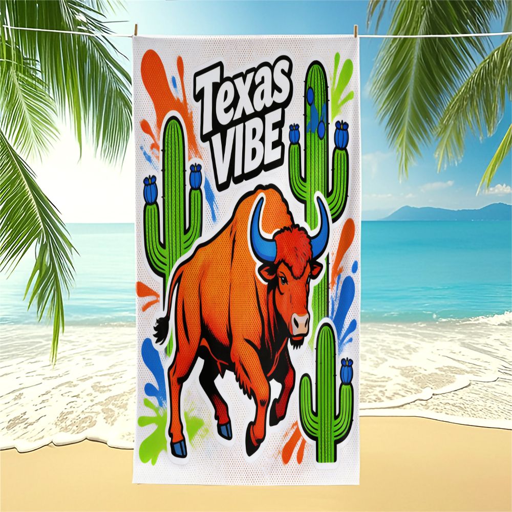 テキサスバイブポップアートブルプリントビーチタオルバスタオル - Outdoor Camping In Texas のレビューと価格