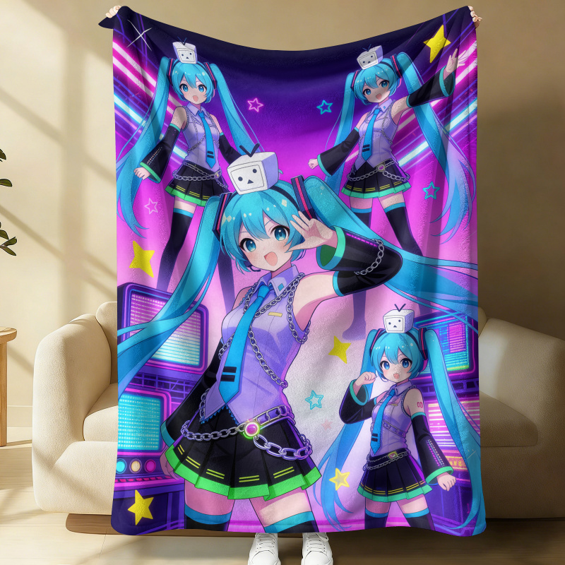 初音ミク フランネルブランケット、アニメオフィス昼寝用スロー - Outdoor Camping Anime のレビューと価格