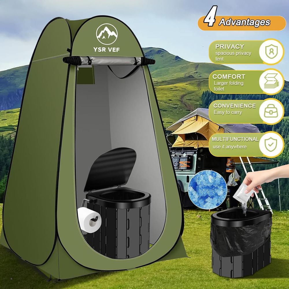 ポータブルトイレキット、ポップアップ式プライバシーテントとう - Outdoor Camp のレビューと価格