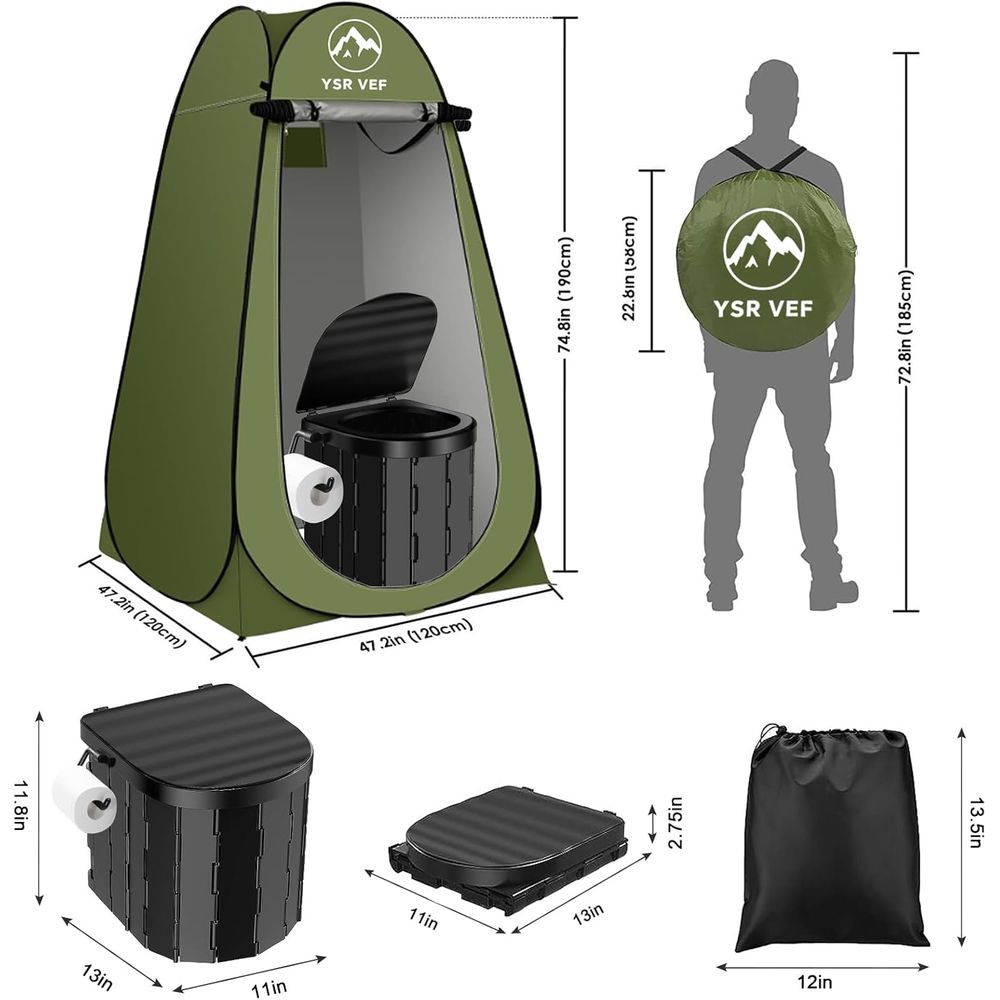 ポータブルトイレキット、ポップアップ式プライバシーテントとう - Outdoor Camp のレビューと価格