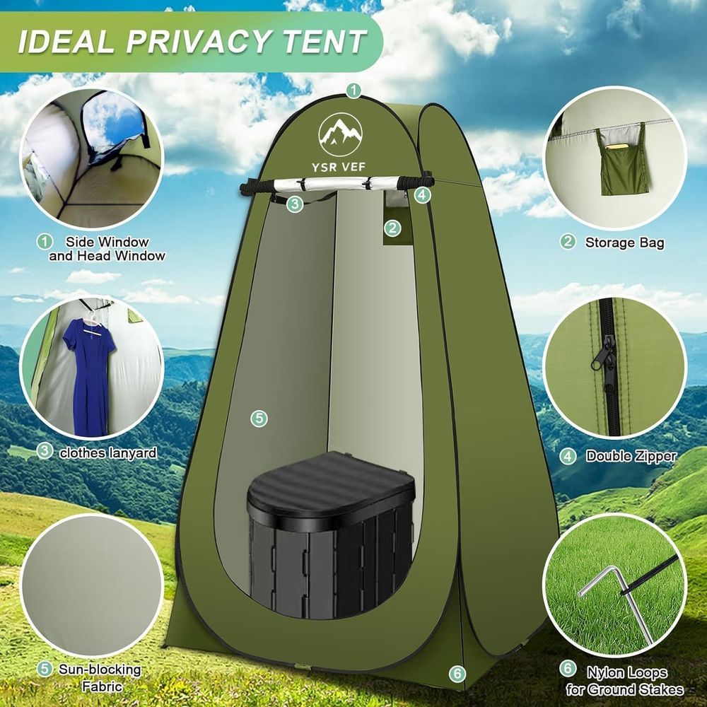 ポータブルトイレキット、ポップアップ式プライバシーテントとう - Outdoor Camp のレビューと価格