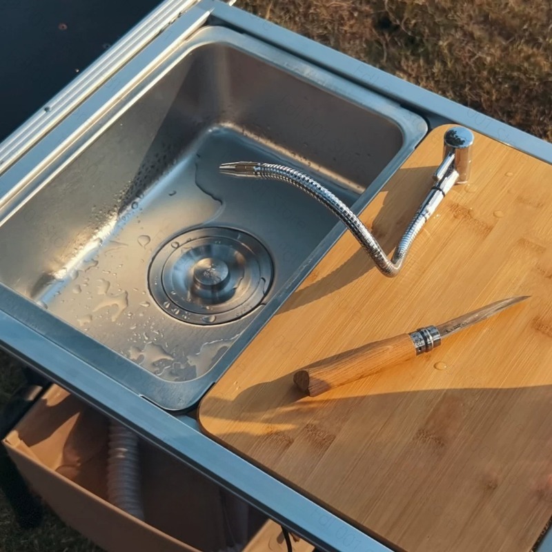 キャンプ用シンクモジュール（蛇口と洗面器付き）ポータブル屋外 - Outdoor Camping Kitchen With Sink のレビューと価格