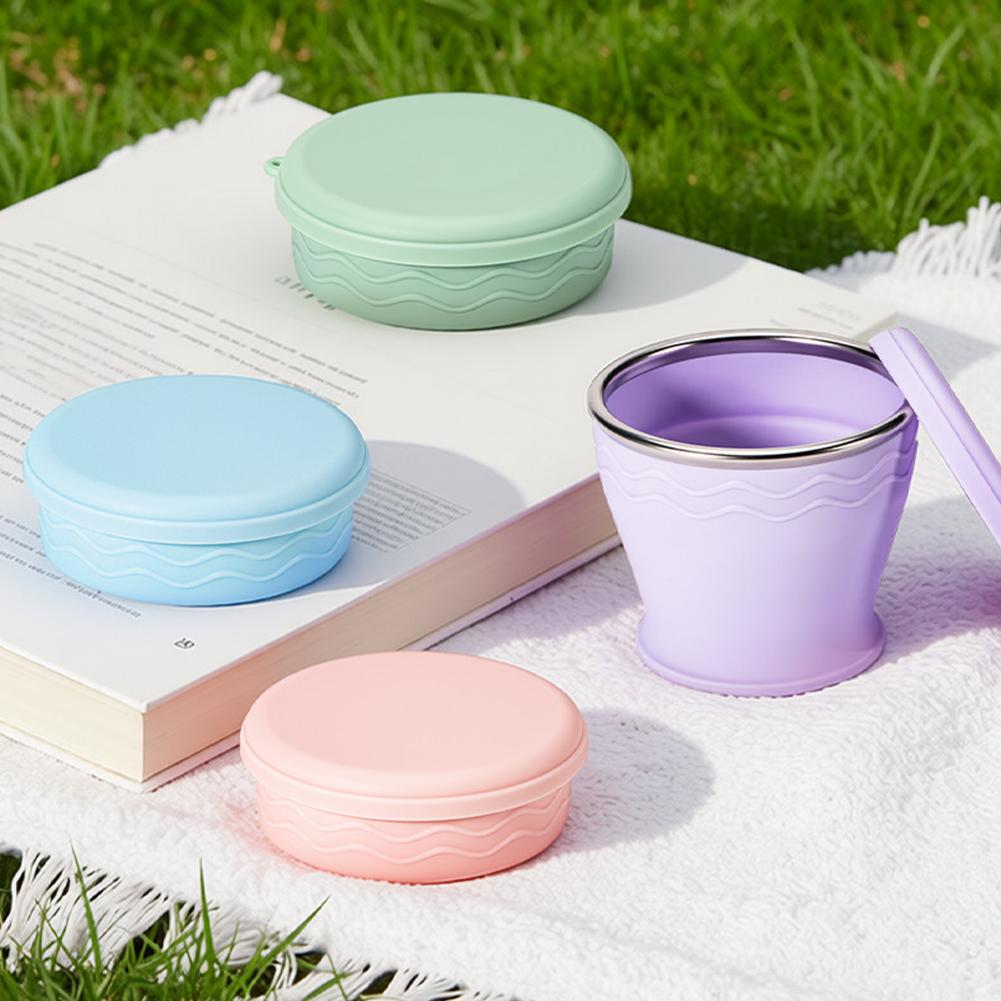 折りたたみ式シリコンカップ蓋付きポータブルトラベルマグ折りた - Collapsible Water Bottle のレビューと価格