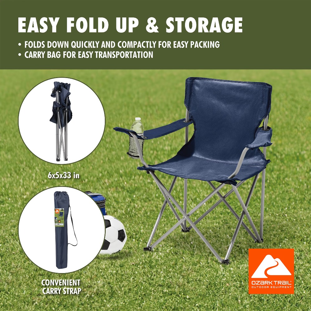 ポータブル折りたたみキャンプチェア カップホルダー付き クワ - Camping Quad のレビューと価格