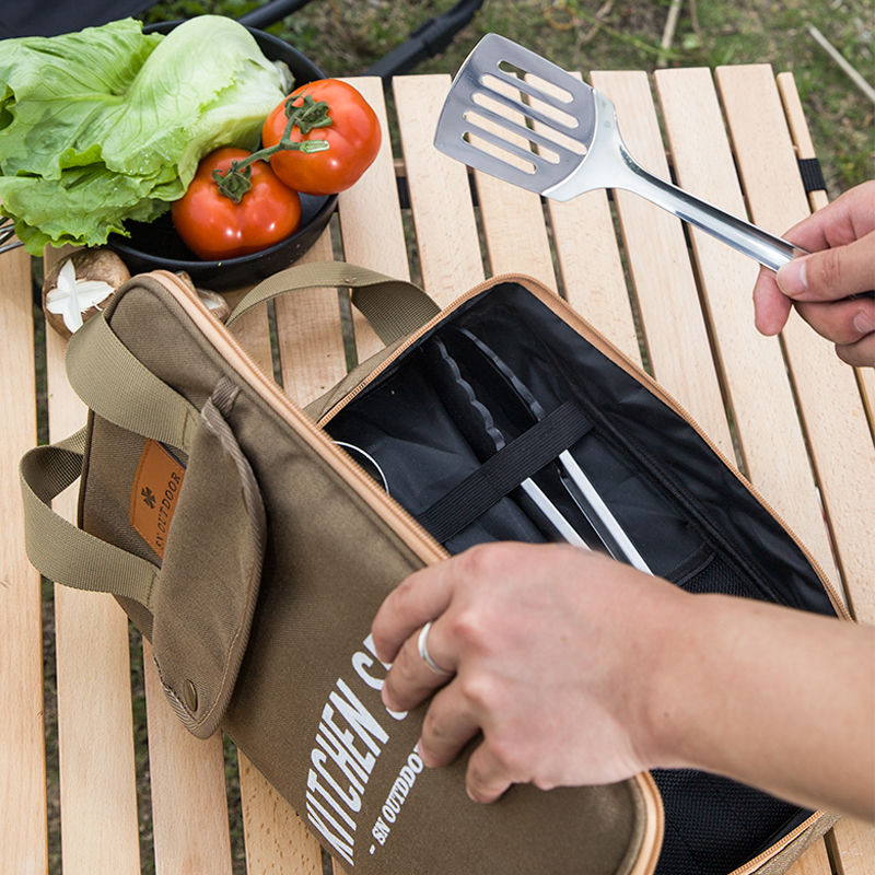 8点セット キャンプキッチン調理器具セット ポータブル屋外旅 - Outdoor Camping Kitchen With Sink のレビューと価格