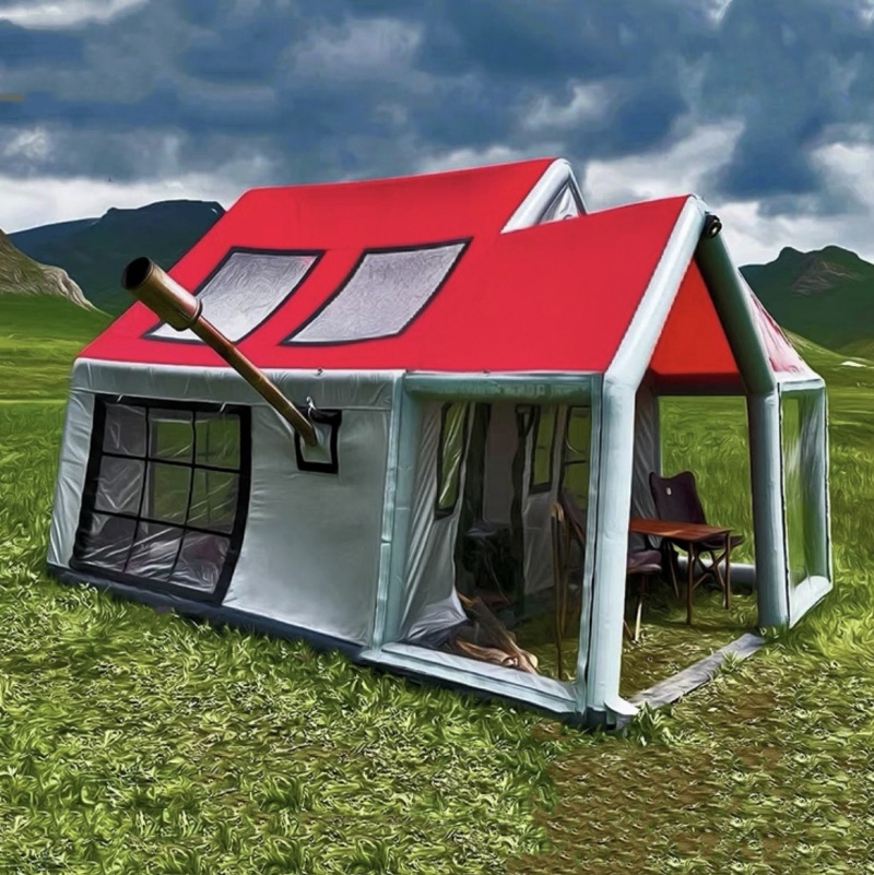 最新の大型インフレータブル二層構造防水PVC四季対応二部屋テ - Outdoor Camping Inflatable Tent のレビューと価格