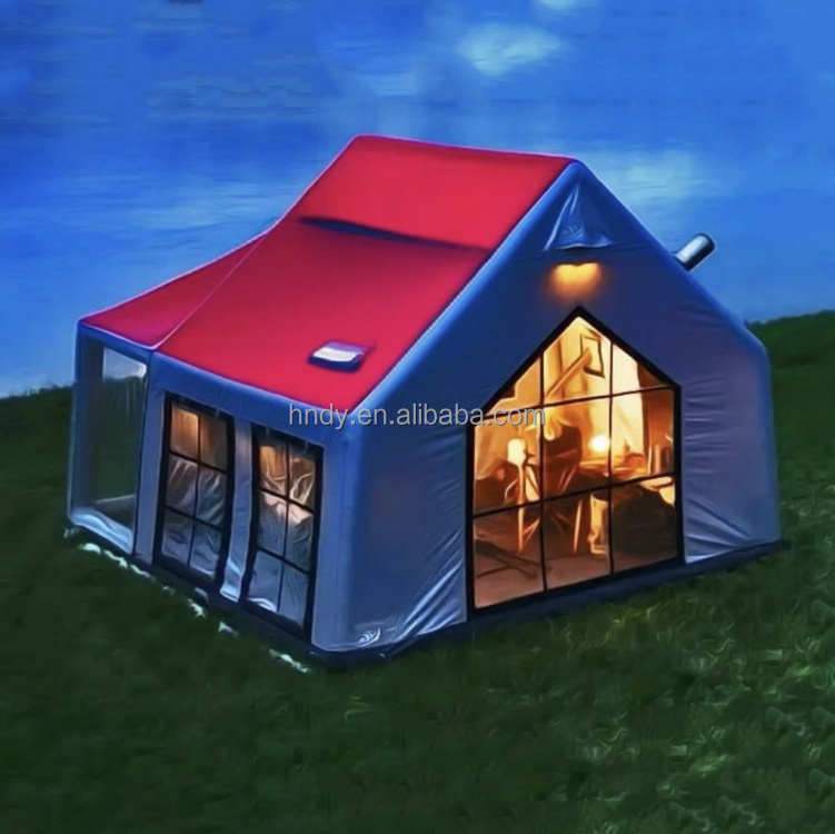 最新の大型インフレータブル二層構造防水PVC四季対応二部屋テ - Outdoor Camping Inflatable Tent のレビューと価格
