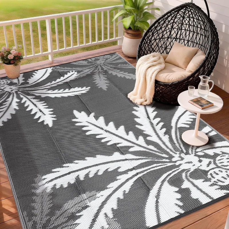 防水屋外用ラグ リバーシブル プラスチックストローマット パ - Outdoor Camping Decke のレビューと価格