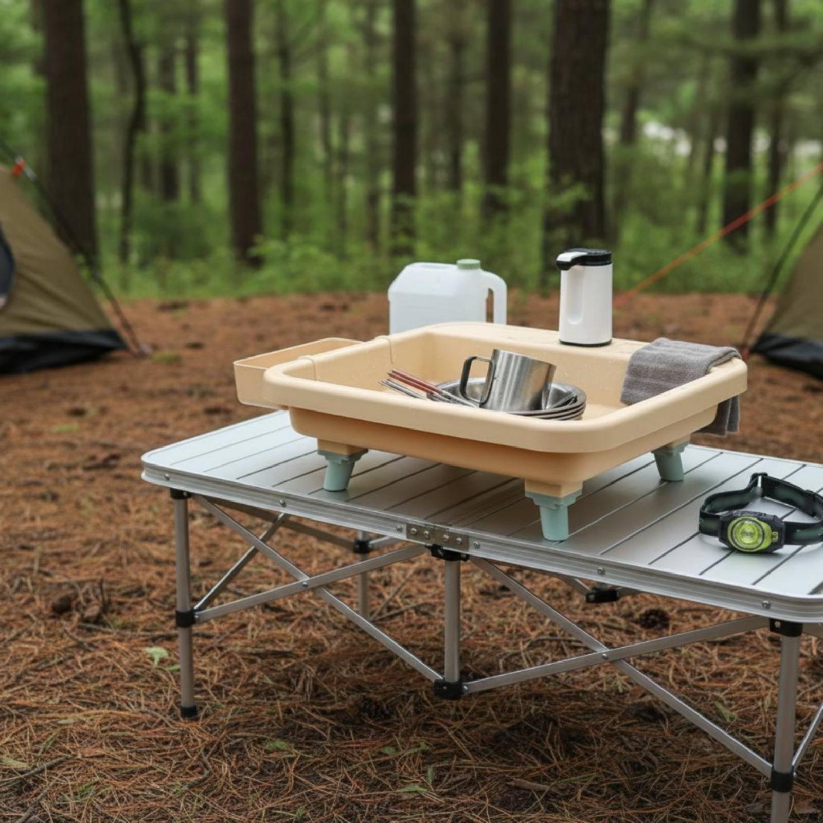 ポータブル手洗いステーション シングルボタン機能付き キャン - Outdoor Camp のレビューと価格