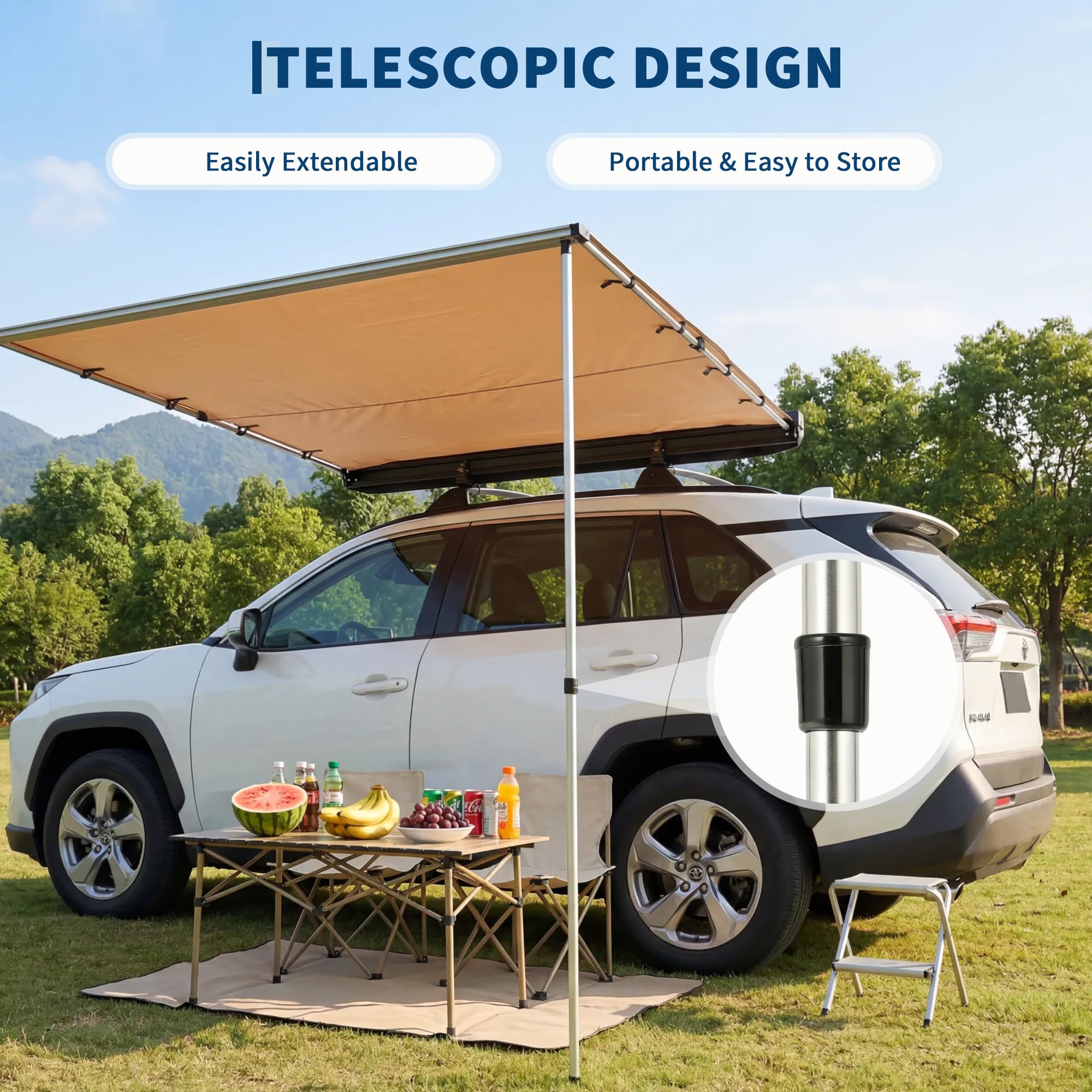 SUVトラックバン用ルーフラックオーニング - 格納式サイド - Outdoor Camping Awning のレビューと価格