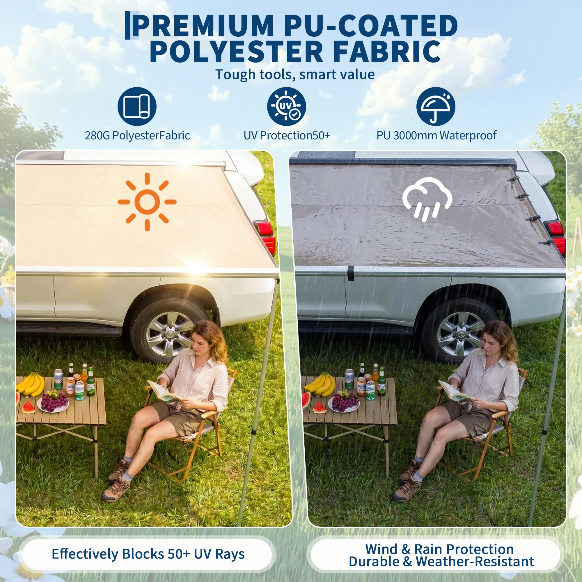 SUVトラックバン用ルーフラックオーニング - 格納式サイド - Outdoor Camping Awning のレビューと価格